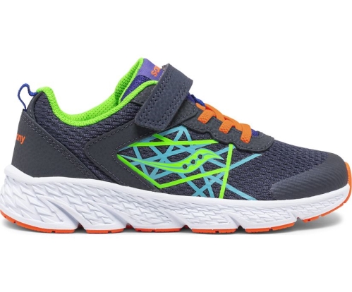 Tenis Saucony Wind A/C Niños Zapatillas Azul Marino / Verde México MX-952-LN